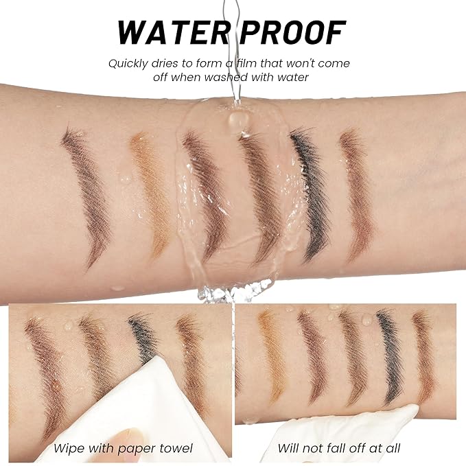 2 Pack Eyebrow Pen, Waterproof Microblading Eyebrow Pencil, 2-in-1 4 Tip Eye Brow Makeup Pen for Women with Precise Curved Brush-Tip Create Natural Hair-Like Brows, Last All-Day (Cool Brown)