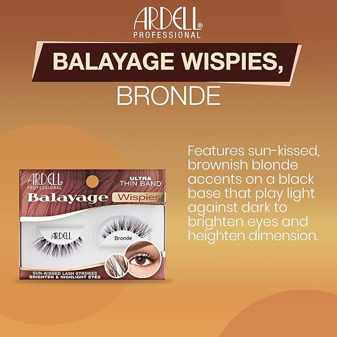 Ardell Balayage Wispies False Eyelashes, Bronde – Brown Wispy Strip Lashes Natural Looking, Lightweight Soft Volume Synthetic Fiber, Reusable for Everyday Wear, 4 Pack