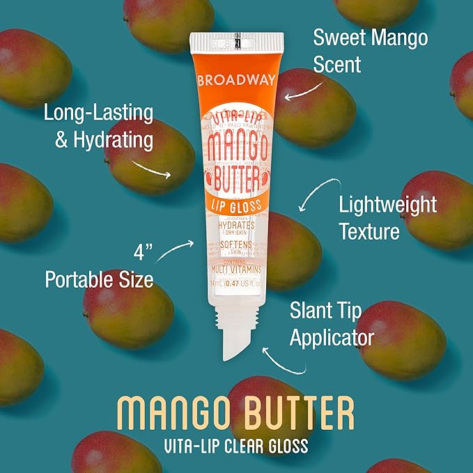 Ruby Kisses Broadway Vita-Lip Clear Lip Gloss (Mango Butter 48 Pack), Ultra-Hydrating & Soothing Formula with Multi-Vitamin Oils, High-Shine Non-Sticky Finish, Nourishing Glossy Lip Balm Softens Skin