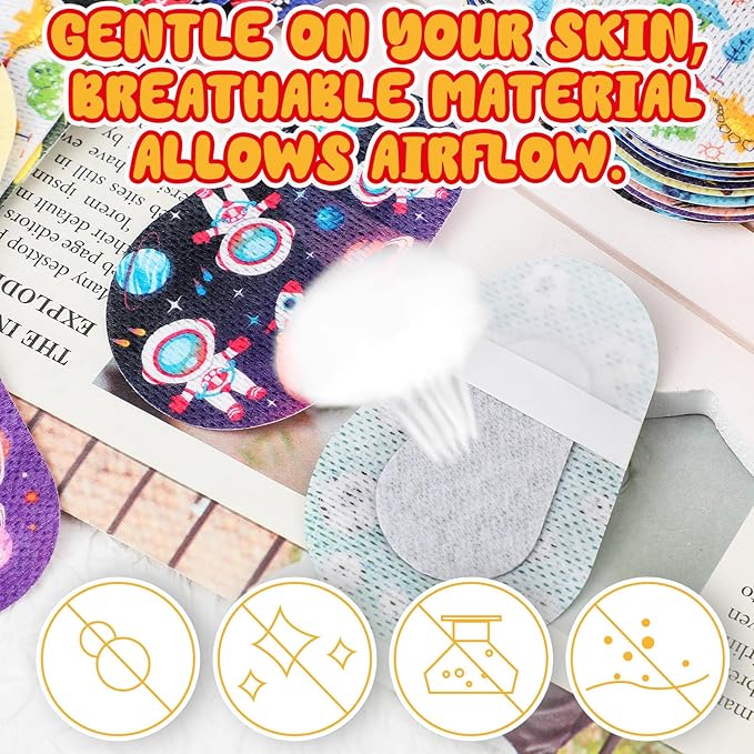 60 Pcs Adhesive Eye Patches for Kids Boys, 12 Styles Eye Patches Cute Boys Toddler Patch Bandages