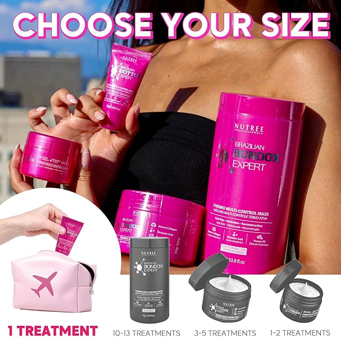 HAIR MASK FOR DAMAGED HAIR BRAZILIAN BONDOX TREATMENT 1.06 oz Thermal Activated Mask for Dry Frizzy Hair | Formaldehyde Free | Results for up to 1-3 months | prunus oil | seaweed collagen