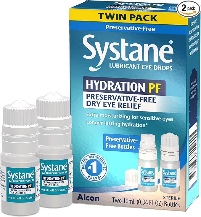 Systane Hydration Multi-Dose Preservative-Free Eye Drops Dry Eye Relief, 0.34 fl oz, Twin Pack (Pack of 2)