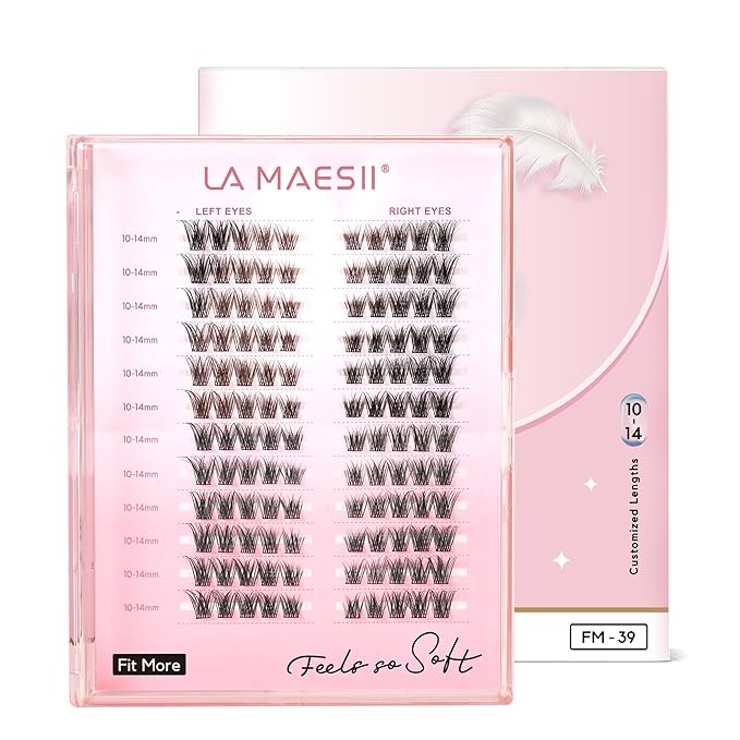 LA MAESII 120Pcs Lash Clusters, Cat Eye Natural Eyelash Clusters,10-14mm Individual Lashes Eyelash Extension,Large Tray(PL39)