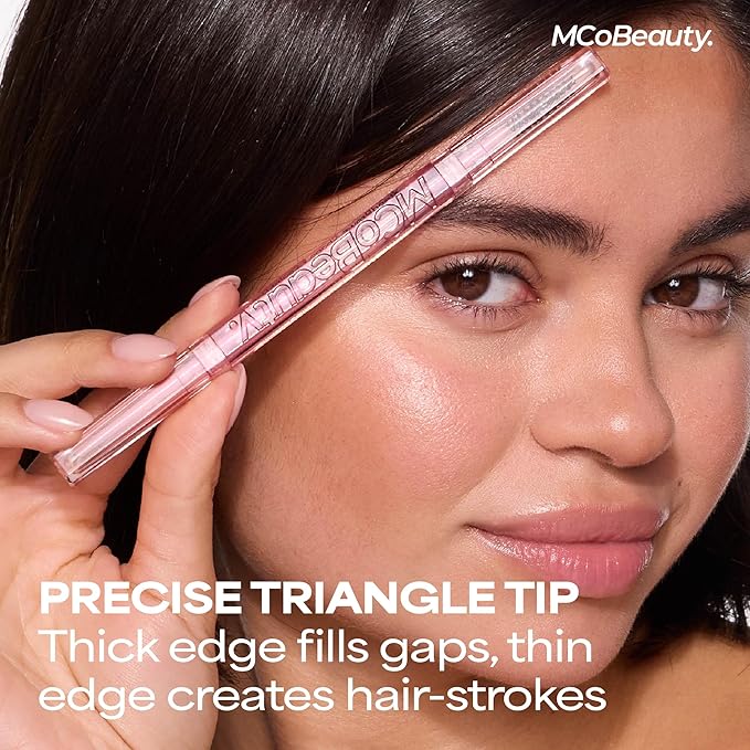 MCoBeauty XtendBrows Shape & Sculpt Brow Pencil - Medium To Dark - Natural Look Eyebrow Filler Pen with Triangle Tip & Spoolie - Long-Wearing Definer for Fuller Natural Brows - Vegan & Cruelty Free