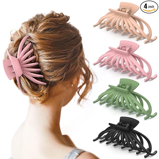 Hair Clips for Women - OPAUL Matte Nonslip Large Hair Claw Clips for Thick and Thin Hair, 4.7 Inch Strong Hold Big Hair Clips Fashion Hair Styling Accessories Christmas Gifts for Women Girls