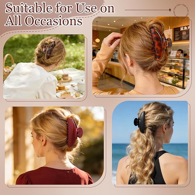 4 Pack Large Acrylic Claw Clips, Cute Hair Clips Strong Hold Hair Claw Barrettes for Thick Thin Hair