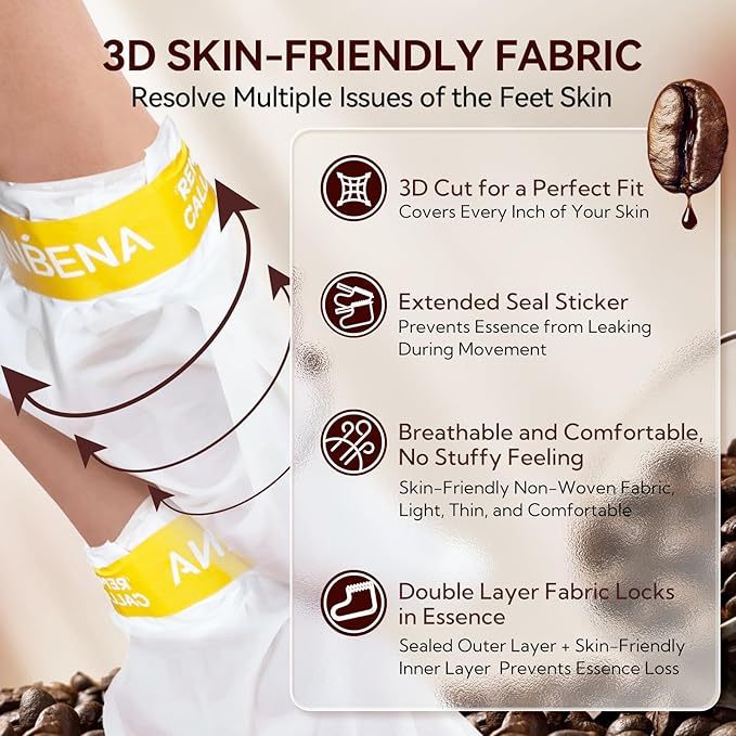 LANBENA Coffee Foot Peel Mask, Exfoliator Peel Off Calluses Dead Skin Callus Remover, Repair Rough Heels & Get a Smooth Skin for Men and Women(2 Pairs)
