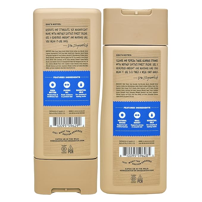Dr. Squatch Men's Natural Shampoo and Conditioner Set – Sulfate & Paraben Free Natural Shampoo and Conditioner for Men – Scalp Nourishing Formula – Fresh Falls (11 fl oz, 2-Pack)