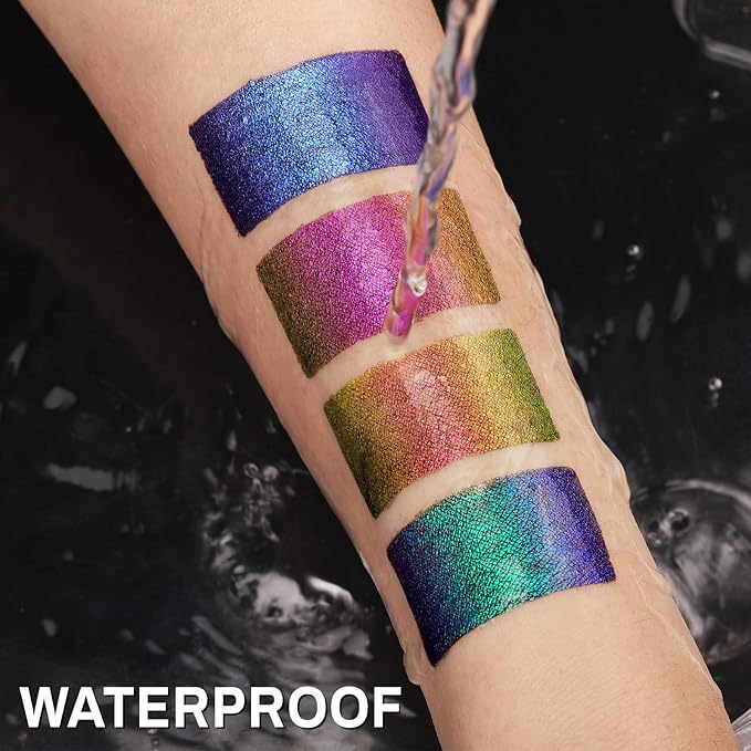 UCANBE Chameleon Liquid Eyeliner - Purple Blue Duo, Multi-Chrome Metallic Shift Eyeliner, Waterproof Glitter Eyeliner with Soft Fine Tip for Multi-Dimensional Eye Looks