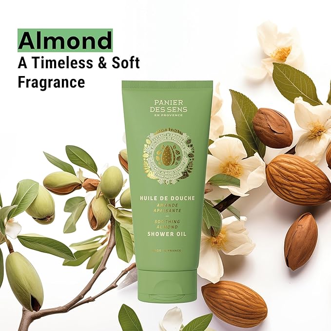Panier des Sens - Sweet Almond Moisturizing Body Wash for Women & Men - Gentle Shower Gel - 96% Natural - Normal, Sensitive Skin - Body Care Made in France, SLS Free, Vegan - 6.8 floz