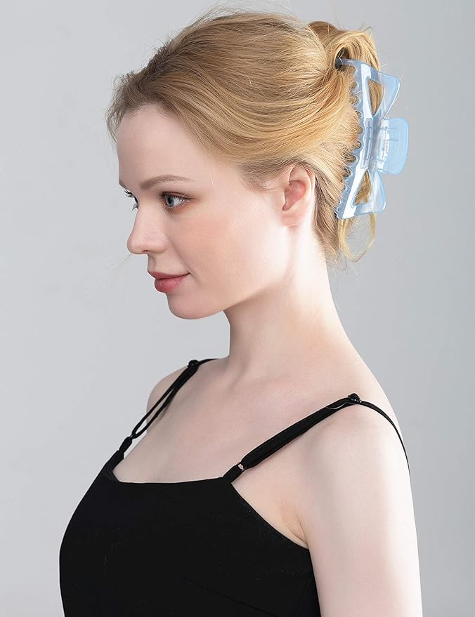 Thick Hair Super Large Clips Crystal Plastic Claw Clamps Hairgrips Clips Accessories for Women, 2 pack. (C)