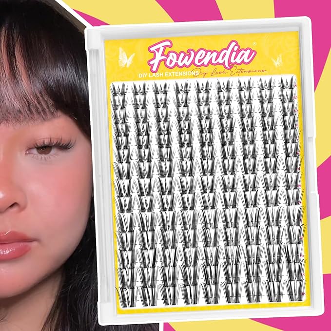 Fowendia Wispy Lash Clusters Freya 8-18mm Spike Eyelash Clusters D Curly DIY Lash Extension Spikes 0.03mm -Invisible Band Natural Individual Cluster Eyelashes