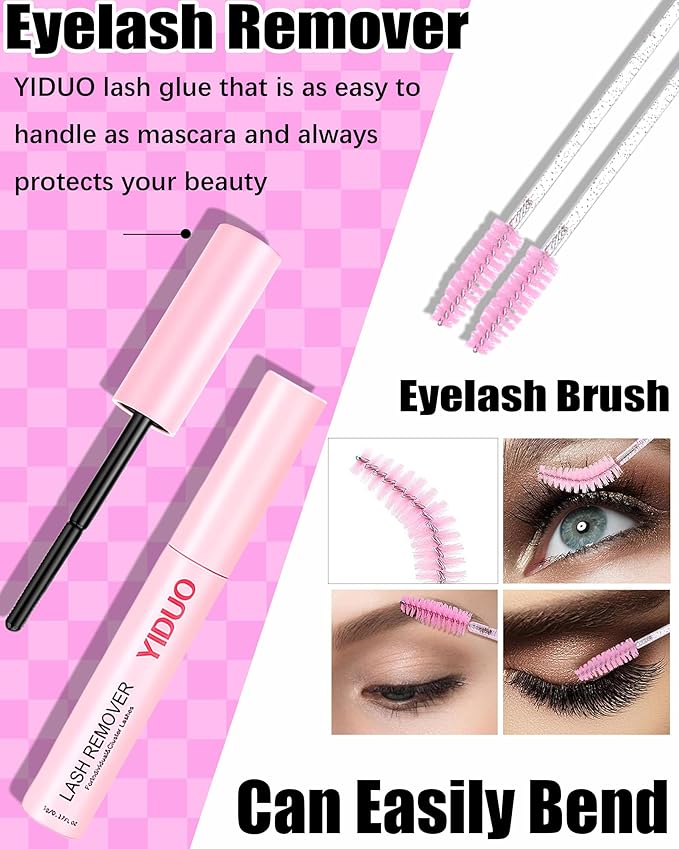 YIDUO Lash Extension Kit, 546PCS 40D+60D+80D+100D Lash Clusters 10-18mm, Wispy Individual Lashes with Bond and Seal, Remover, Tweezers & Brush, All-in-1 DIY Eyelash Extensions for Beginners