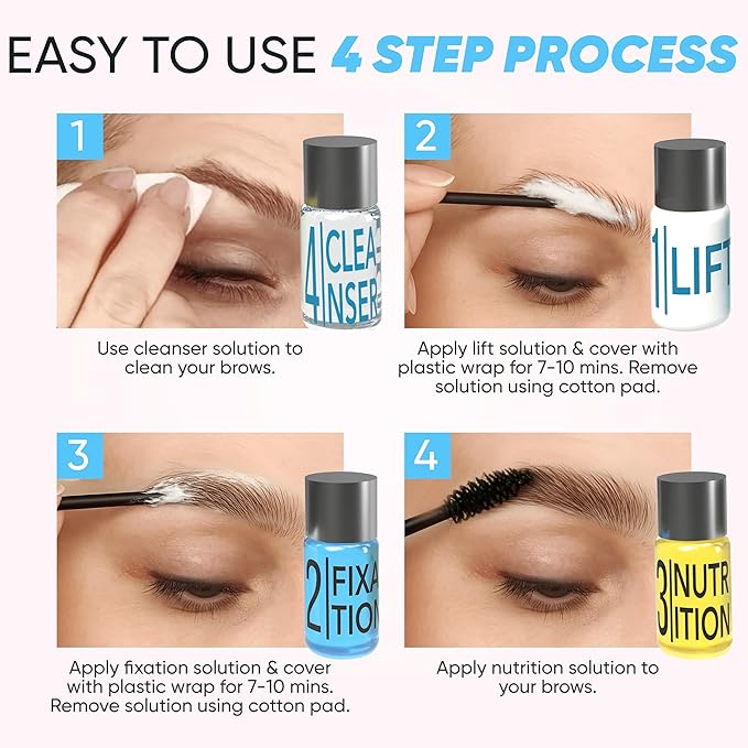 Elevate the Beauty At Home Brow Lamination Kit | Eyebrow Lamination Kit for DIY Use | Long-Lasting Brow Lift Results for Fuller, Defined Brows | Easy 4-Step System with Tools & Video Guide Included