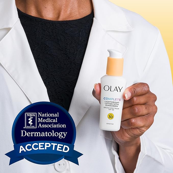 Olay Face Moisturizer,Complete with Sunscreen SPF 30,Fragrance-Free for Sensistive Skin,Broad Spectrum Sun Protection, Long-Lasting Hydration, Non-Comedogenic - Vitamin E & Aloe - 2.5 Oz - (Pack of 4)