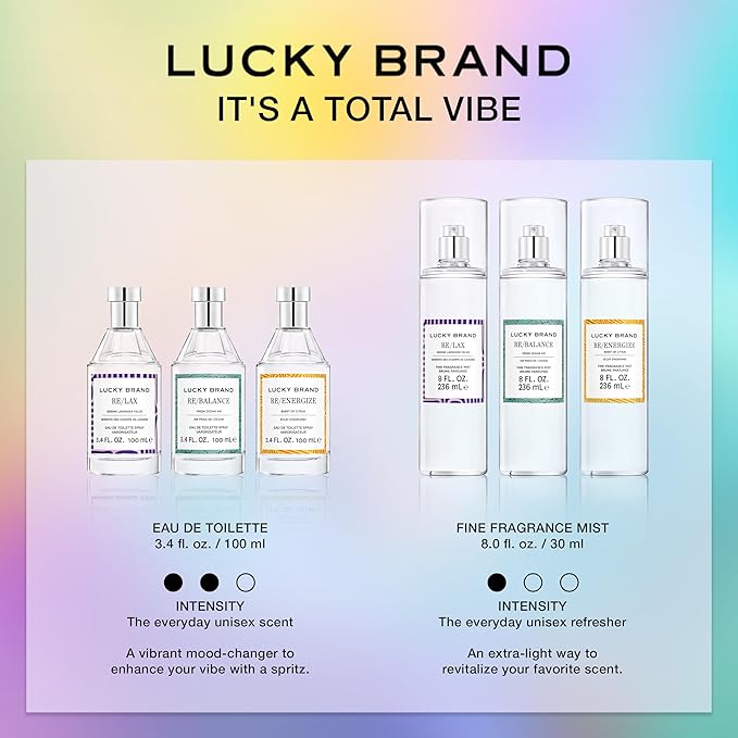 LUCKY Brand Re/Lax The New Sustainably-Inspired & Tranquil Unisex Fine Fragrance Mist For Women & Men, 8.0 Fl Oz (Pack of 1)