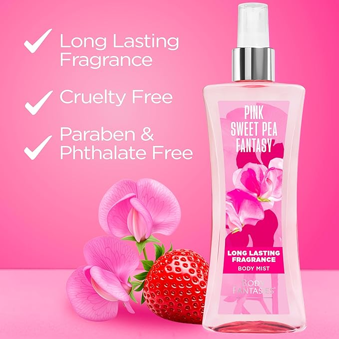 Body Fantasies Parfums De Signature for Women Sweet Pea Fantasy Body Spray 8.0 Oz, 8 Oz (Pack of 2)