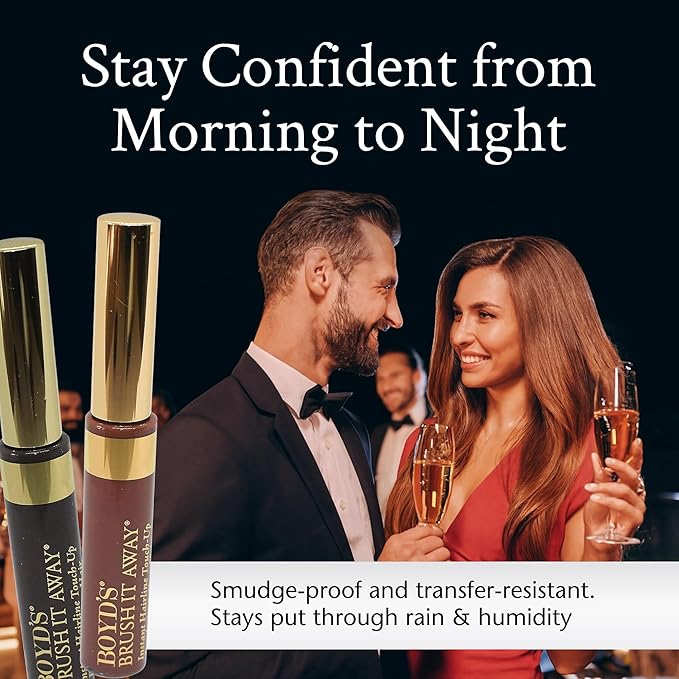 Boyd’s Brush It Away | Grey Hair Root Touch Up for Women & Men | Temporary Hair Color Mascara | Quick-Dry Water-Resistant Concealing Formula | Auburn, 2-Pack