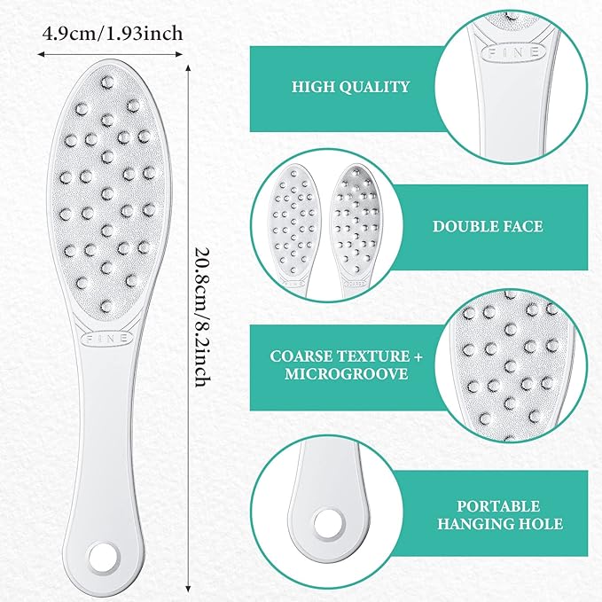 2 Pcs Stainless Steel Foot File Callus Remover Double Sided Metal Foot Rasp Scrubber for Wet or Dry Skin Professional Pedicure Tool for Hard Skin & Cracked Heels, Easy to Clean (Classic Style)