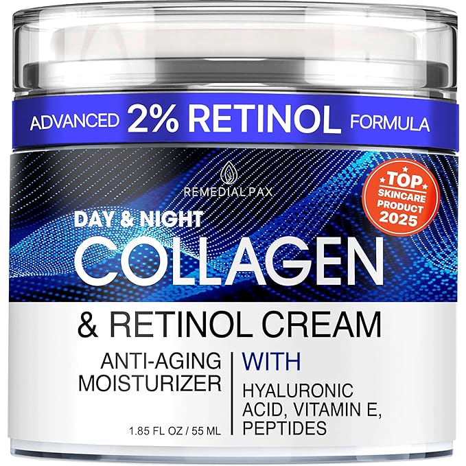 Collagen Face Cream with Retinol & Hyaluronic Acid - Anti Aging Moisturizer for Women & Men, Firming Day & Night Cream for Wrinkles, Hydrating Facial Lotion for All Skin Types