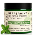 Peppermint Foot Cream for Cracked Heels & Dry Feet | Callus Remover with 5% Lactic Acid | Non-Greasy & Fast-Absorbing | Tea Tree, Eucalyptus & Rosemary Essential Oils | Natural Foot Moisturizer | 4 oz