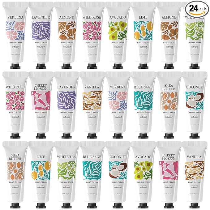 BODY & EARTH # LOVE 24 Pack Hand Cream for Women, Mothers Day Gifts for Mom, Hand Lotion Travel Size Hand Cream Bulk Gifts for Women, Bridesmaid Gifts Party Favors, Teacher Nurs Gifts