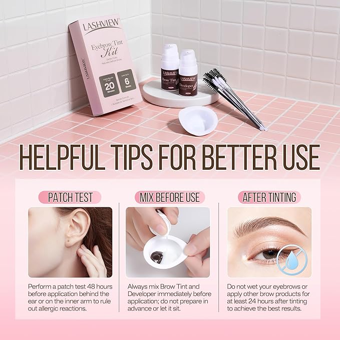 LASHVIEW Brow Color Kit with Natural Effects Long Lasting Lasts 4 Weeks Easy to Use for Salon & Home Use(Brown)