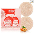 Koji White Kojic Acid Bump Eraser Body Scrub Soap for Exfoliation Butt, Elbow, Underarm with Glutathione, Coenzyme Q10, Skin Brightening for Fade Dark Spots, Fine Lines and Wrinkles, 2.82 oz (2 Bars)