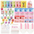 90PCS Spa Party Supplies for Girls, Sleepover Party Supplies for Girls, Skincare Set, Include Sleepover Party Temporary Tattoos, Face & Lip Mask, Foot Bath Bombs, Hand Cream, Spa Party Favors