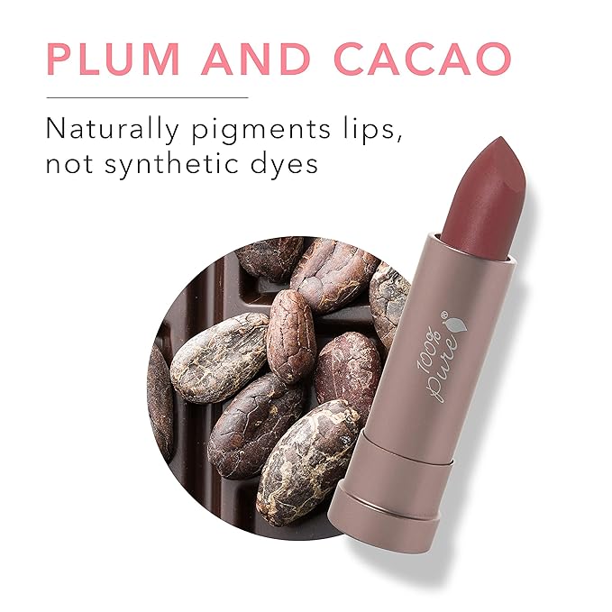100% PURE Cocoa Butter Matte Lipstick Full Stay All Day Coverage, Lasting Moisturizing & Softening Natural Lip Color for All Skin Tones, Vegan Fruit Pigmented Savanna (Pink Mauve Cocoa) - 0.15 oz