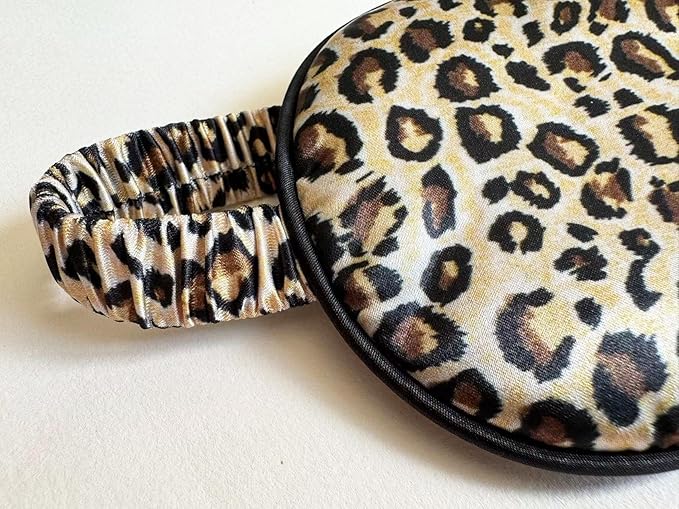 [1 Pack] QSYW Sleep Masks, Satin Eye Mask for Sleeping - Silky Eye Masks Bulk with Storage Bag & Elastic Strap,Leopard