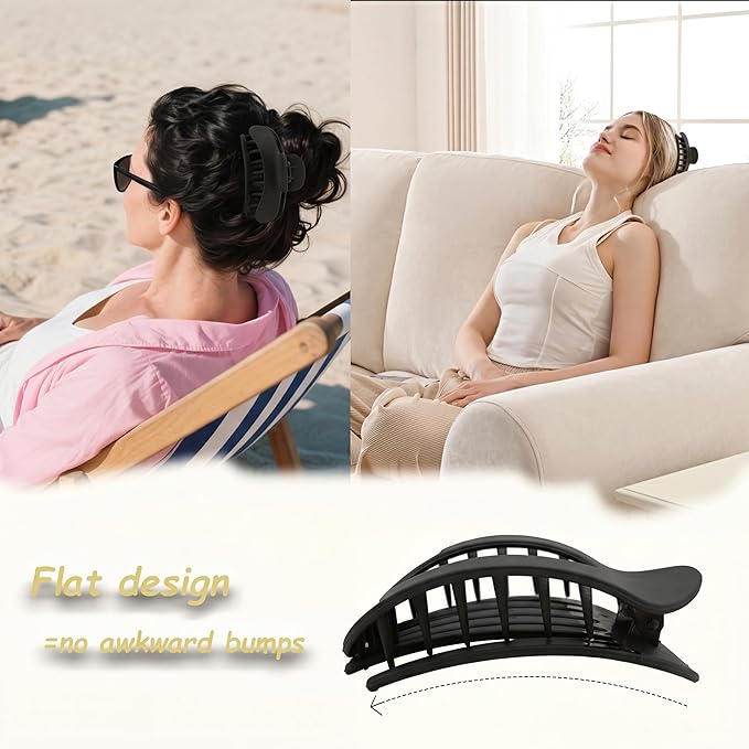 Flat Claw Clips for Women, Large Duckbill French Hair Clips, 6 Pack Non-Slip Matte Hair Accessories for Thick & Thin Hair