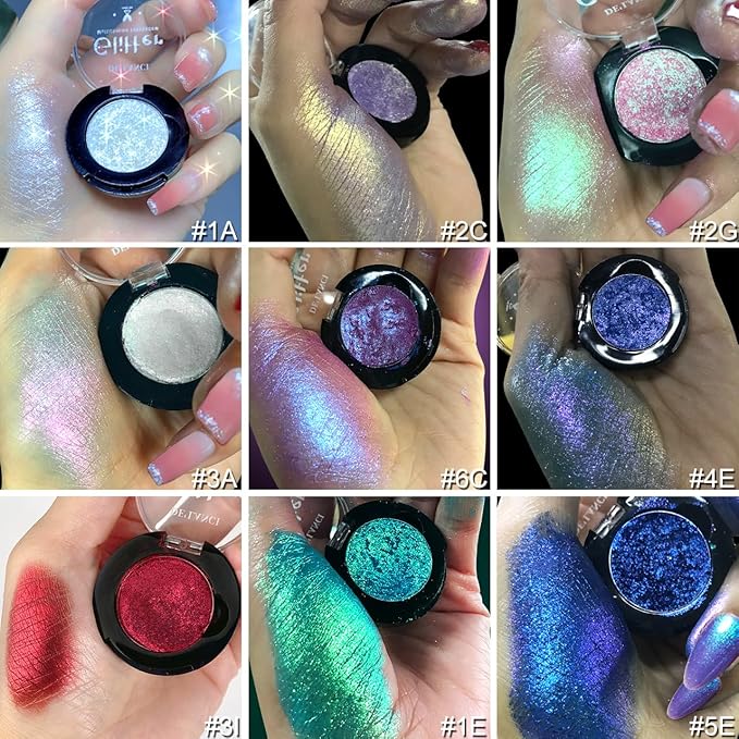 Afflano Single Red Eyeshadow Palette Shimmery, Ultra Pigmented Red Glitter Eyeshadow, Sparkly Duo Chrome Dark Red Makeup Eye Shadow Powder, Multi-Dimensional Eyes Look Goth Christmas Makeup