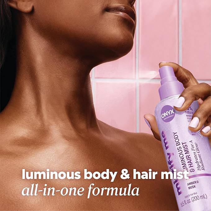 Onyx Professional Hydrating Shimmer Mist with Squalane & Cica, Amber Escape, 6.5 fl oz, 2pk - Shimmer Hair and Body Mist Creates a Radiant Glow with Lightweight Moisture