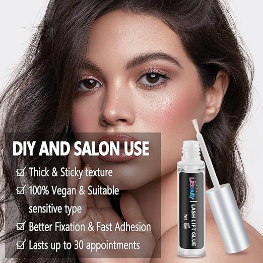 Libeauty Lash Lift Glue 2 Pcs Eyelash Lifting Adhesive Stron Sticky Eyelash Glue for Lash Perm or False Eyelashes and Dissolves Quickly in Water