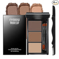 HOSAILY 3 Colors Eyebrow Powder Professional Makeup Kit, Waterproof Long Lasting Brow Contour Palette with Mini Brow Brush&Razor Set, Light&Medium&Dark Brown Brow Filler Sculpt Brow Powder for Women