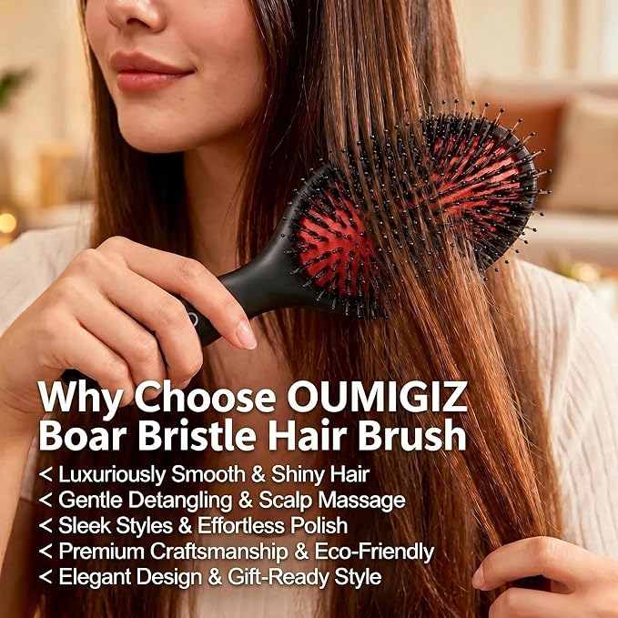 Boar Bristle Hair Brush Since 1965 British Craftsmanship, Handmade Natural Wood Slick Back Hairbrush, Gentle Detangling Smoothing Women Men Kids Curly Thick, Fine Hair