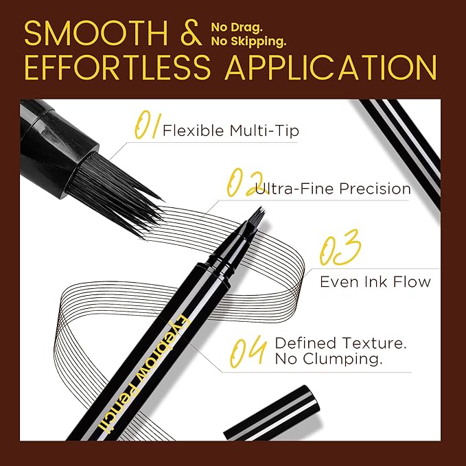 Eyebrow Pen, Waterproof Microblading Eyebrow Pencil, 4 Tip Precise Eye Brow Makeup Pen for Women to Effortlessly Create Hair Like Natural Brows, Non Dry Out and Last All Day MB02