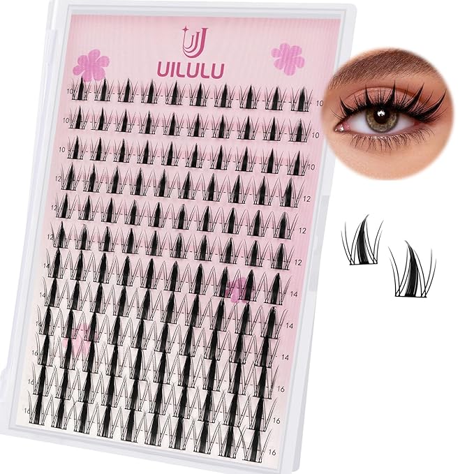 Uilulu Lash Clusters 10-16mm Natural Lashes Clusters D Curl False Eyelash Clusters DIY Eyelash Extensions Individual Cluster Lashes (U07 Lashes Only)