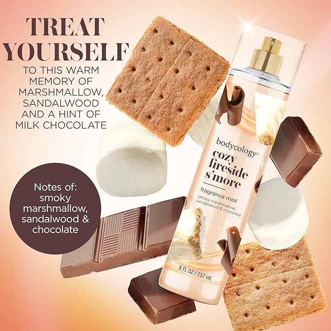 Bodycology Long-Lasting Fragrance Body Mist, Cozy Fireside S'more, 8 fl oz