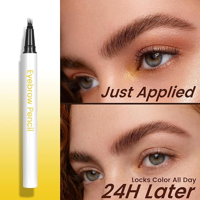 Eyebrow Pen, Waterproof Microblading Eyebrow Pencil, 4 Tip Precise Eye Brow Makeup Pen for Women to Effortlessly Create Hair Like Natural Brows, Non Dry Out and Last All Day MB01