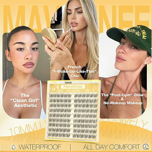 10MM Lash Clusters Natural Eyelash Clusters Clear Band Cluster Eyelash Extensions Wispy Cluster Lashes Short Individual Lashes Extensions DIY Lashes Pack (CC Curve, 108Pcs)