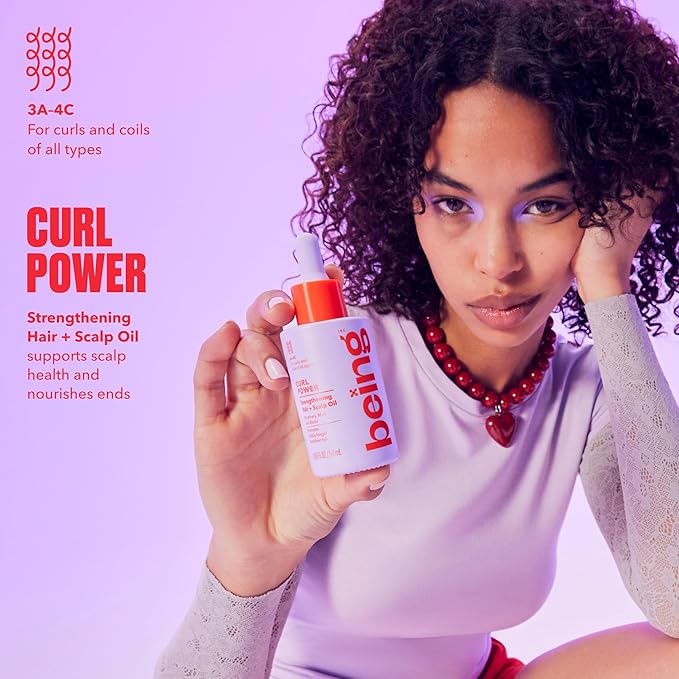 being CURL POWER Strengthening Hair and Scalp Oil with Rosemary, Mint and Biotin 50mL(Pack of 2)