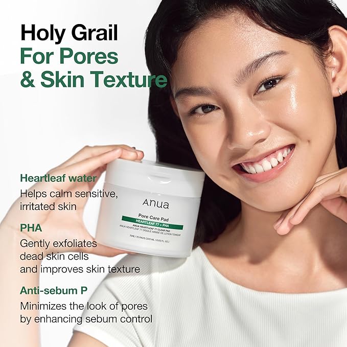 ANUA Heartleaf 77 Toner Pads, Daily Exfoliating Toner Pad for Skin Texture with Centella & PHA, Dual-Textured Pore Pads for Sensitive Skin, Non-Comedogenic, Korean Skin Care, 70 Pads
