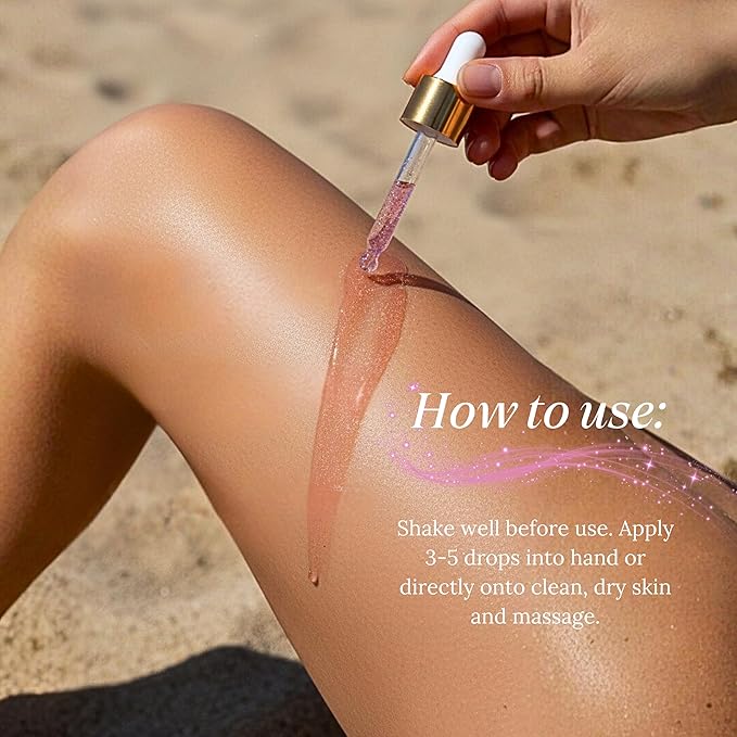 Sky Bliss Luxury Glaze Body Shimmer Oil + Serum – Pink-Gold Pearlescent Glow Oil with Jojoba & Argan Oil, Vitamin C & E – Glossy Dewy Finish for Radiant Skin – Dropper Applicator – 2 fl oz