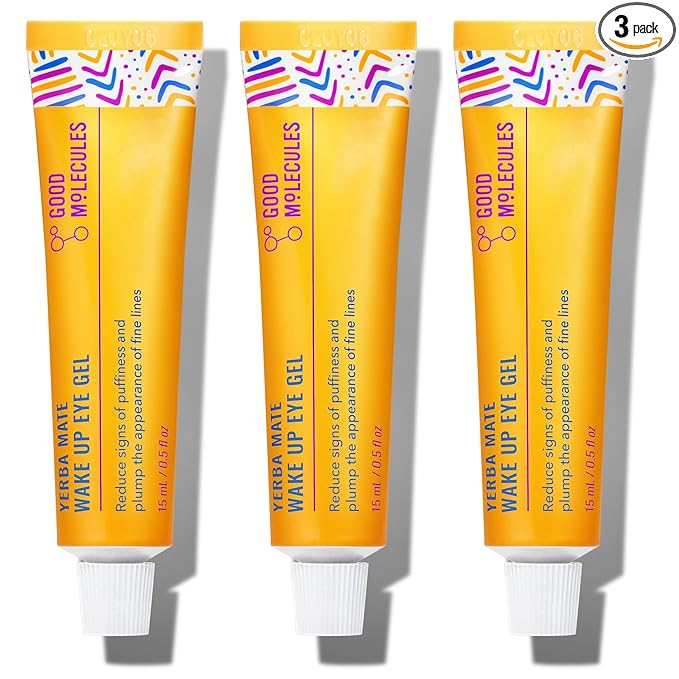 Good Molecules Yerba Mate Wake Up Eye Gel Pack 3 – 15 ml Each | Hydrating Under Eye Gel with Hyaluronic Acid & Caffeine for Dark Circles and Puffiness