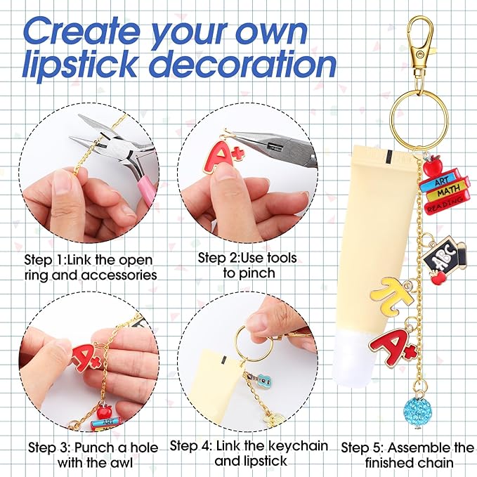 Nosiny 71 Pcs 6 Set Teacher Appreciation Gifts Charms Lip Gloss Keychain ID Badge Holder Thank You Teachers Graduation Gifts