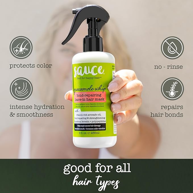 SAUCE BEAUTY Bond-Repairing Leave-In Hair Mask, Guacamole Whip, 8 fl oz (236 ml)