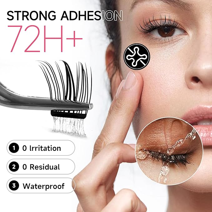 La Maesii Self Adhesive Eyelashes Kit, Natural Look 10-14mm Lash Clusters Kit Reusable Lash Clusters Pre-Glued DIY Eyelash Extensions, No Glue Needed, No Residue, Easy to Apply (Hybrid)