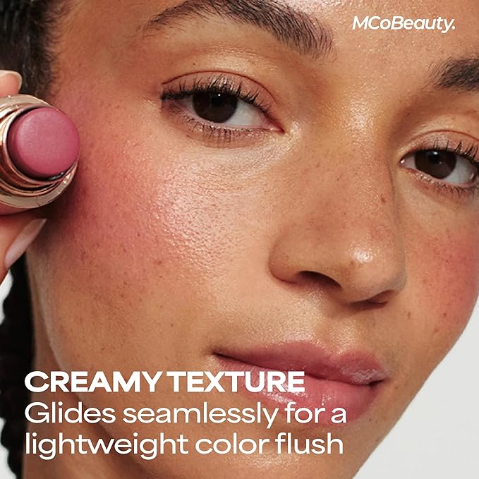 MCoBeauty Baby Face Cream Blush Stick - Peony Rose - Pink Multiuse Buildable Lip and Cheek Color Balm for a Radiant Dewy Glow - Face Makeup with Jojoba Seed Oil Coconut Oil - Vegan & Cruelty Free